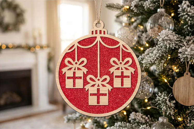 Gift Christmas Bauble SVG Laser Cut File For Crafters