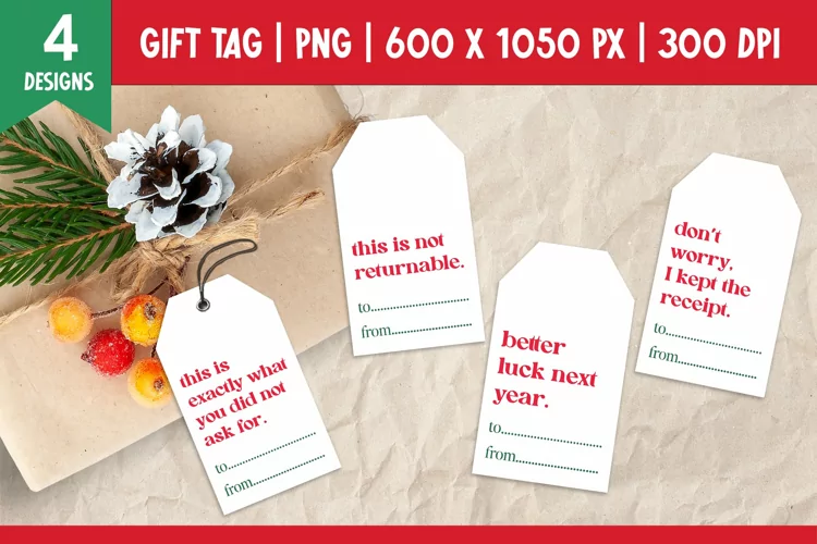 Funny Quotes Christmas Gift Tags Printable PNG