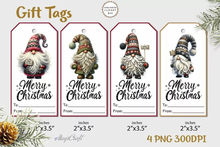 Christmas Gift Tags| Merry Christmas Printable Tags| gnomes