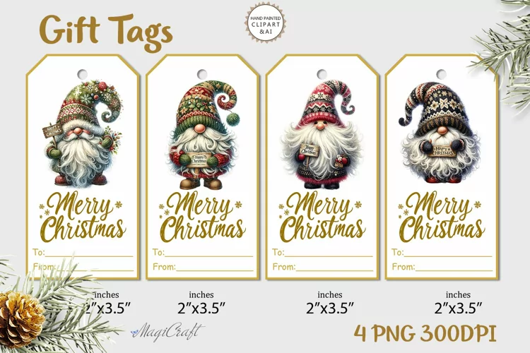Christmas Gift Tags| Merry Christmas Printable Tags| gnomes