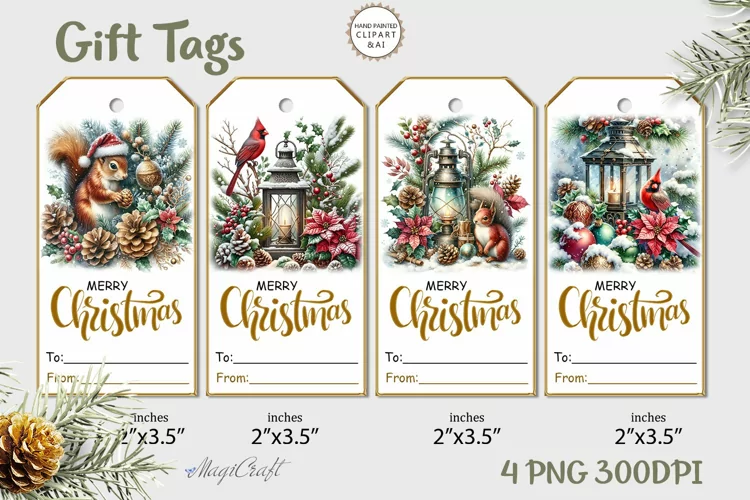 Christmas Gift Tags| Merry Christmas Printable Tags| squirre