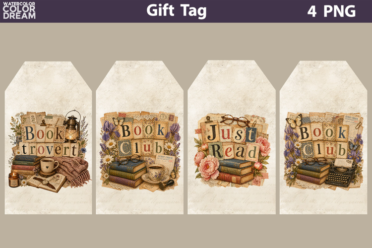 Book Lover Vintage Tag | Junk Journal Card