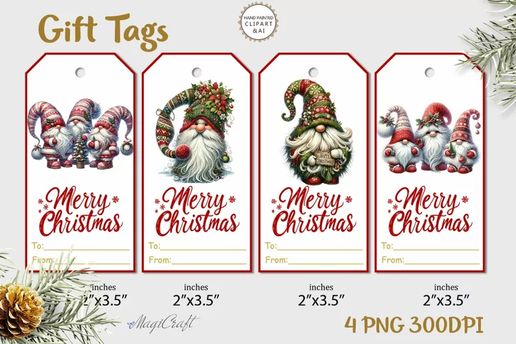 Christmas Gift Tags| Merry Christmas Printable Tags| gnomes