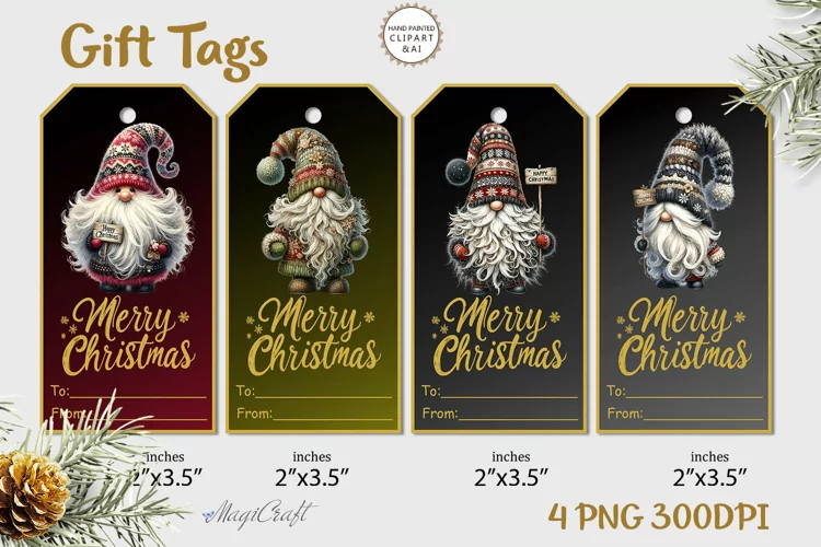 Christmas Gift Tags| Merry Christmas Printable Tags| gnomes