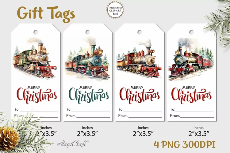 Christmas Gift Tags|Merry Christmas Printable Tags train