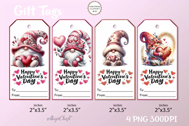Happy valentines day gnome Gift Tags|Printable Tags| gnomes