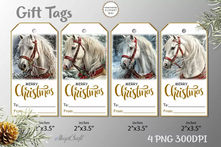 Merry Christmas Gift Tags|Christmas Printable Tags horse