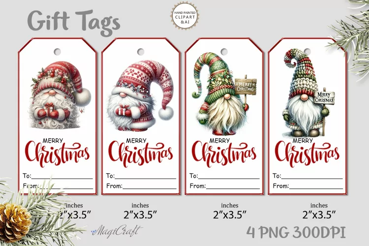 Christmas Gift Tags| Merry Christmas Printable Tags| gnomes