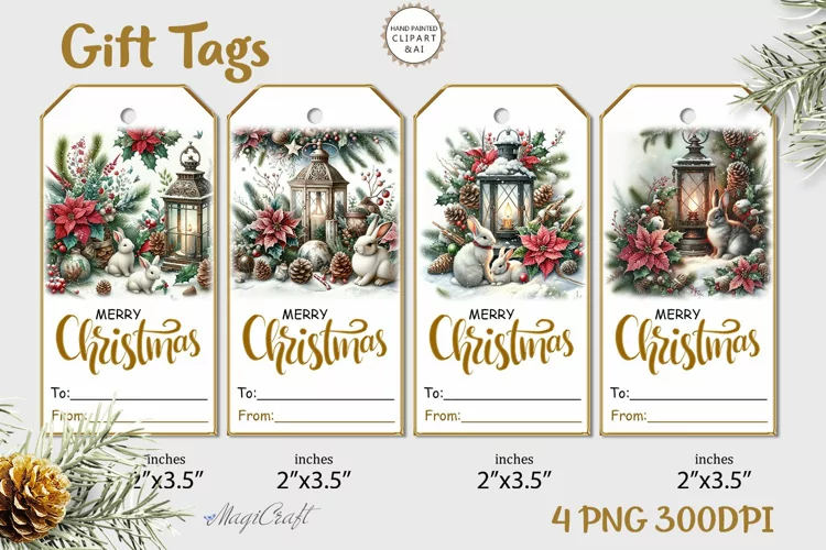Christmas Gift Tags| Merry Christmas Printable Tags| hare