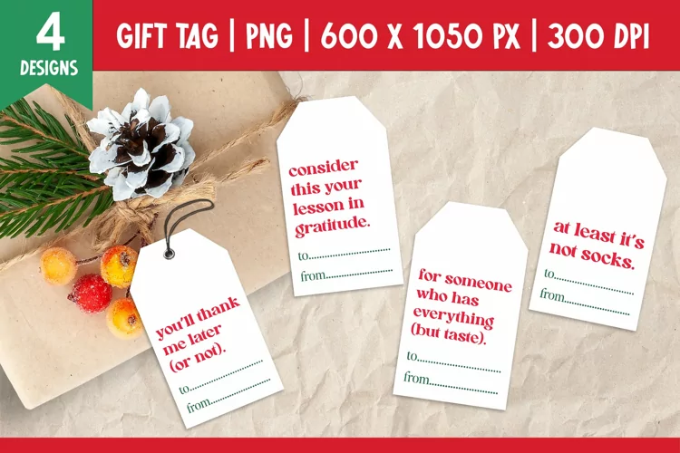 Funny Quotes Christmas Gift Tags Printable PNG