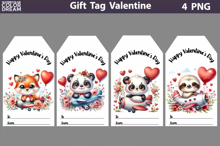 Valentines Day Gift Tags | Cute Animals Valentine Card
