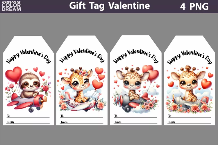 Valentines Day Gift Tags | Cute Animals Valentine Card