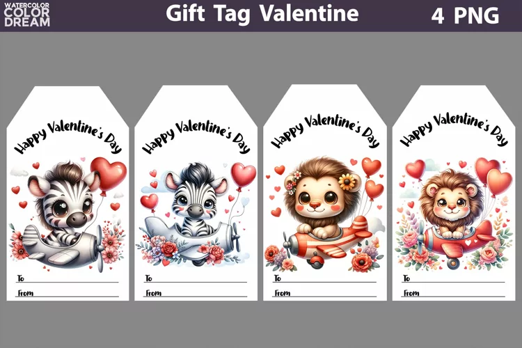 Valentines Day Gift Tags | Cute Animals Valentine Card