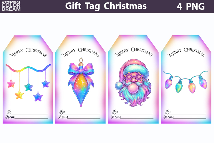 Iridescent Christmas Gift Tags | Junk Journal Card