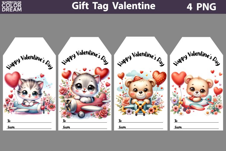 Valentines Day Gift Tags | Cute Animals Valentine Card