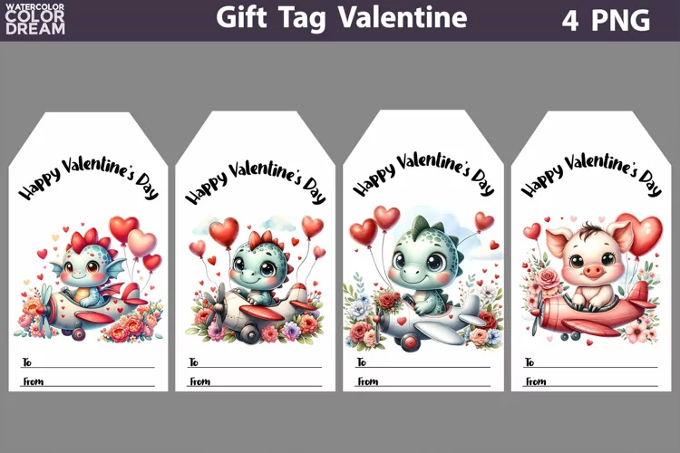 Valentines Day Gift Tags | Cute Animals Valentine Card