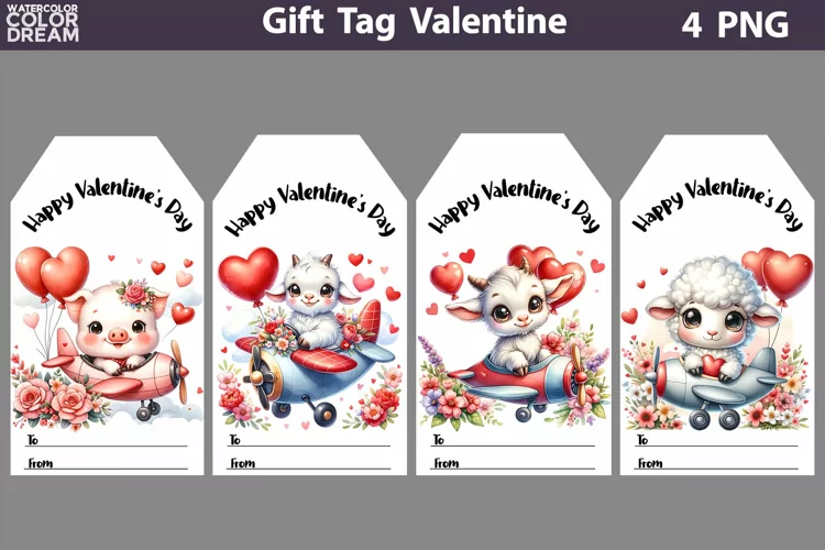 Valentines Day Gift Tags | Cute Animals Valentine Card