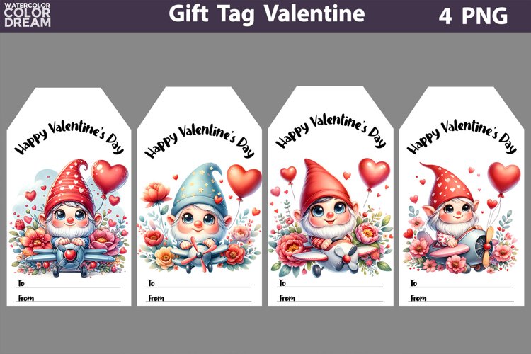 Valentines Day Gift Tags | Cute Gnomes Valentine Card