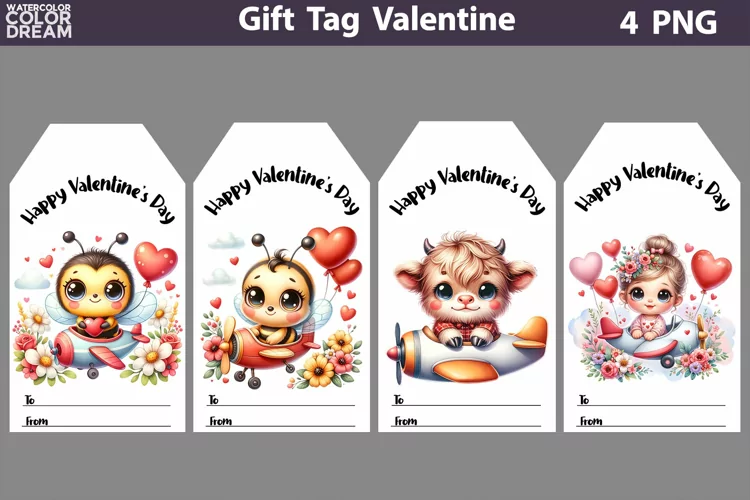 Valentines Day Gift Tags | Cute Animals Valentine Card