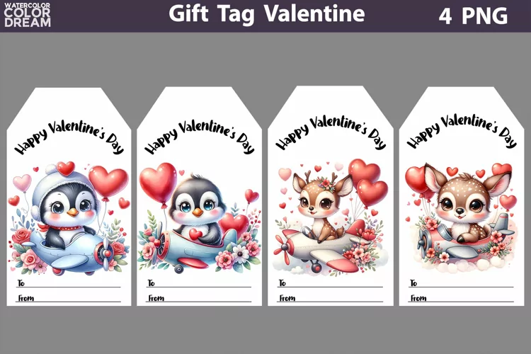 Valentines Day Gift Tags | Cute Animals Valentine Card