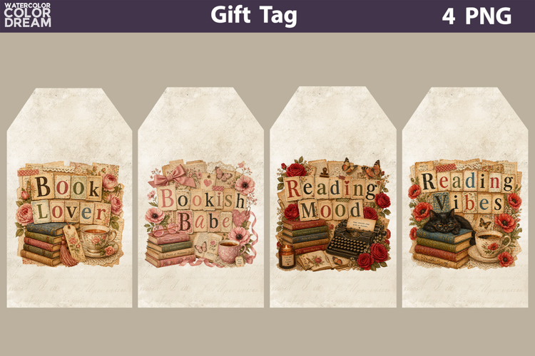 Book Lover Vintage Tag | Junk Journal Card
