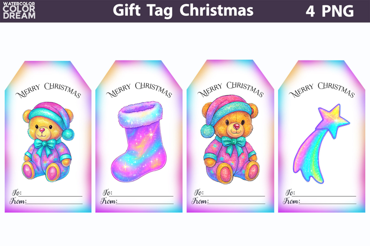 Iridescent Christmas Gift Tags | Junk Journal Card