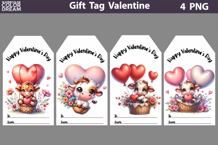 Valentines Day Gift Tags | Highland Cow Valentine Card