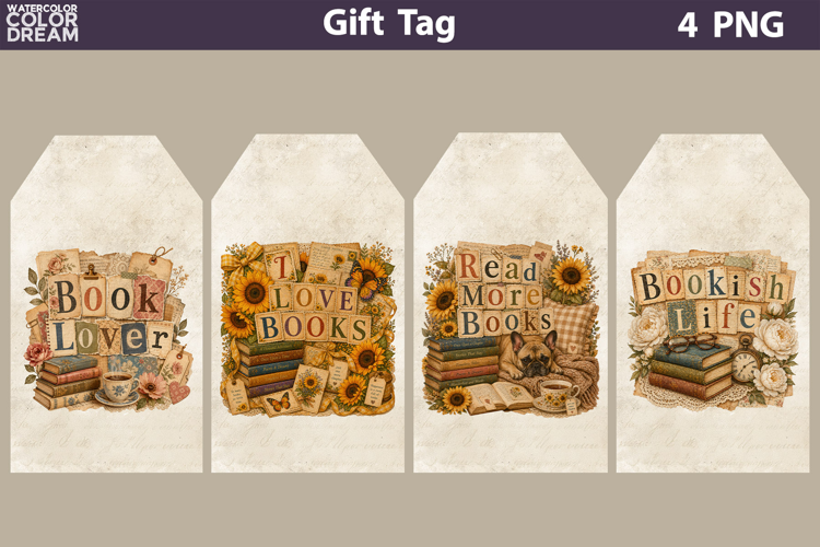 Book Lover Vintage Tag | Junk Journal Card