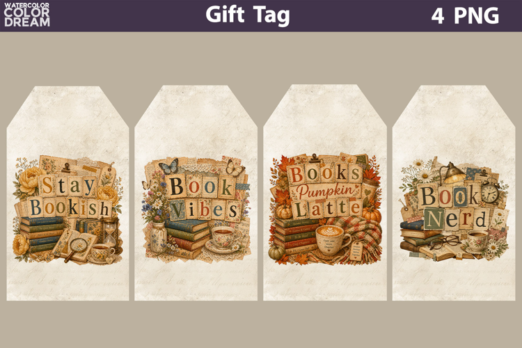 Book Lover Vintage Tag | Junk Journal Card