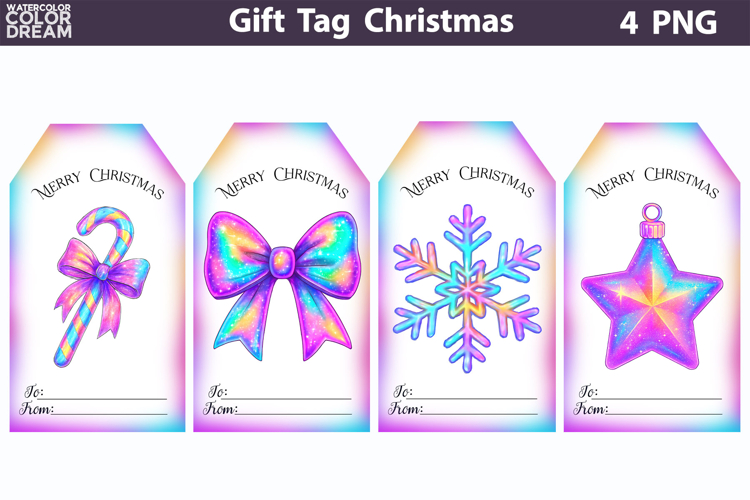 Iridescent Christmas Gift Tags | Junk Journal Card