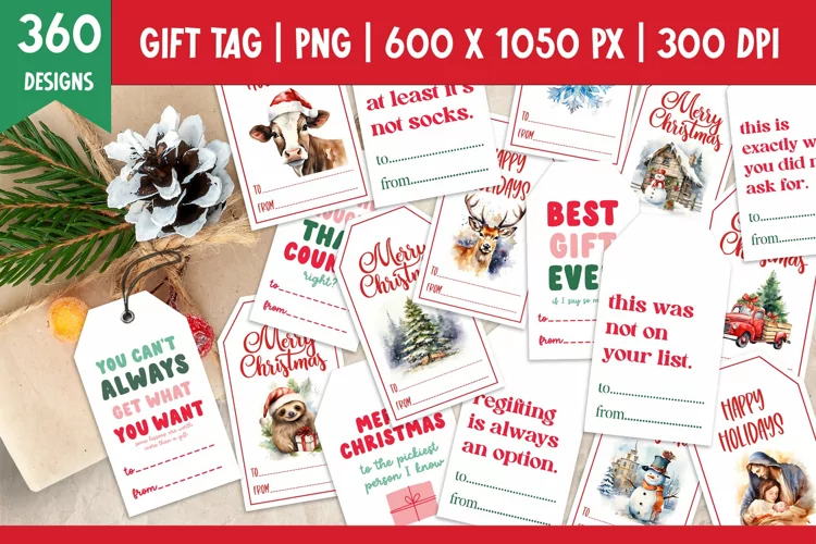Funny Quotes Christmas Gift Tags Printable Bundle PNG