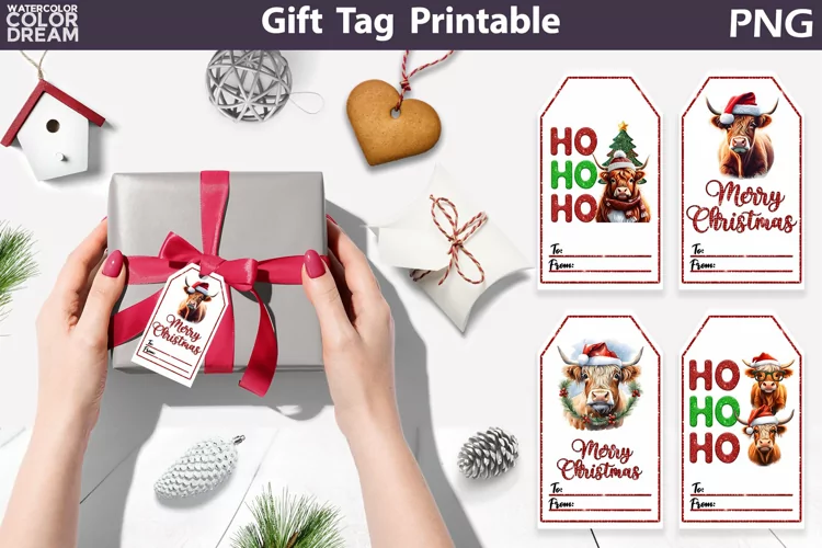 Christmas Gift Tags Printable | Highland Cow Gift Tag