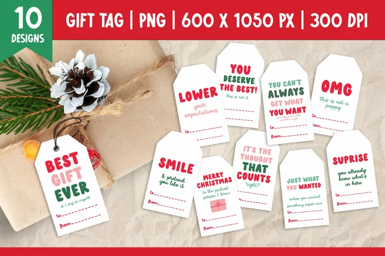 Funny Quotes Christmas Gift Tags Printable PNG