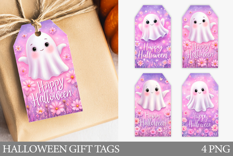 Halloween Gift Tag Design. Cute Ghost Gift Tag Printable
