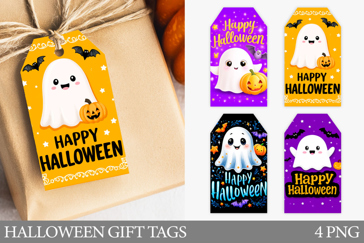 Halloween Gift Tag Design. Cute Ghost Gift Tag Printable