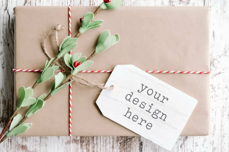 Wood Gift Tag Mockup| Christmas Tag Digital Photo| Add SVG