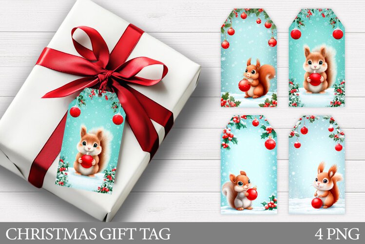 Christmas Squirrel Gift Tag. Christmas Gift Tags Printable example image 1