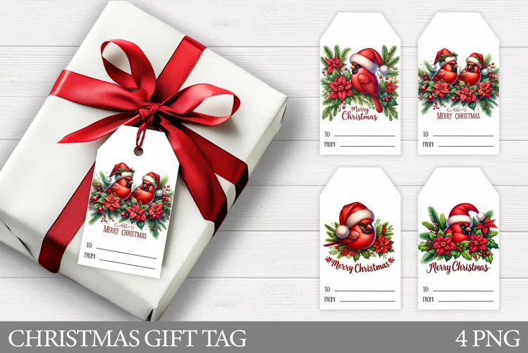 Christmas Gift Tags. Christmas Bird Gift Tag Printable