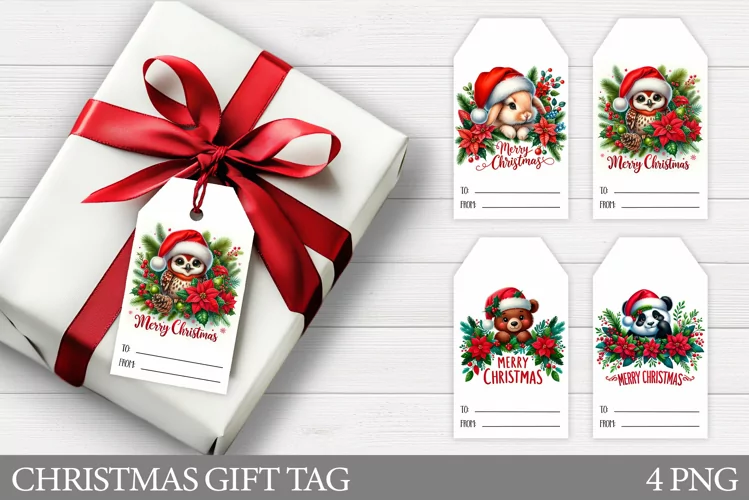 Christmas Animals Gift Tag. Christmas Gift Tags Printable