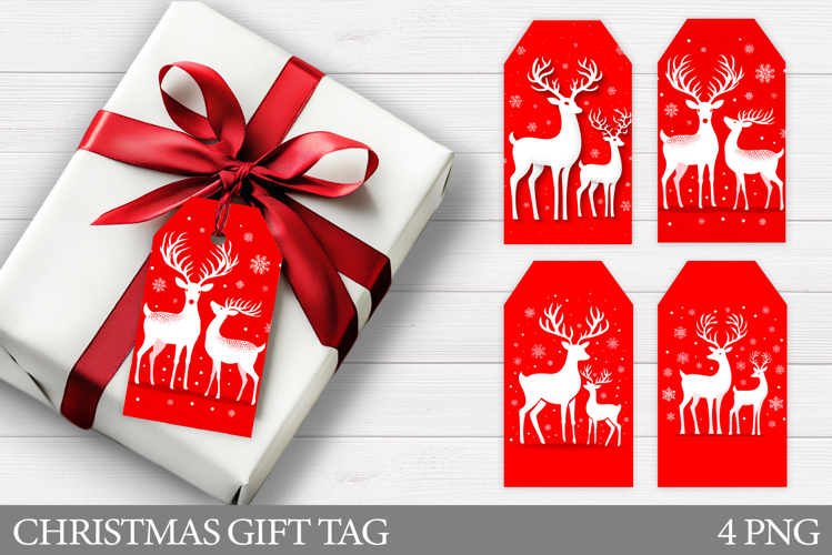 Reindeer Gift Tag Printable. Christmas Gift Tag Design