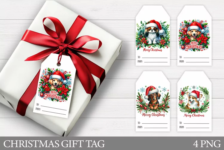 Christmas Gift Tags. Christmas Dog Gift Tag Printable