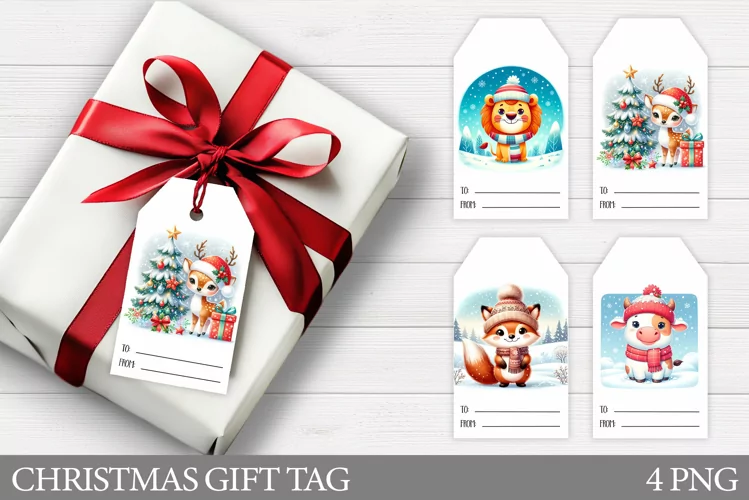 Christmas Gift Tags. Christmas Animals Gift Tag Printable