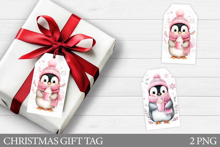 Christmas Penguin Gift Tag. Christmas Gift Tag Design example image 1