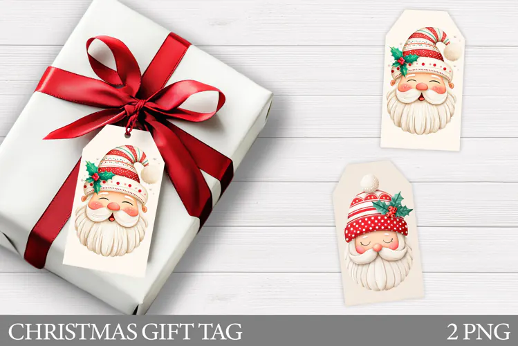 Santa Claus Gift Tag Printable. Christmas Gift Tag Design