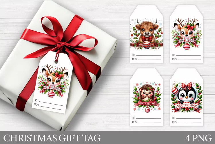 Christmas Gift Tags. Christmas Animals Gift Tag Printable