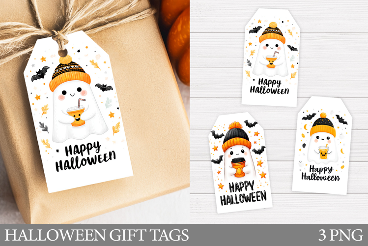 Halloween Gift Tag Design. Cute Ghost Gift Tag Printable