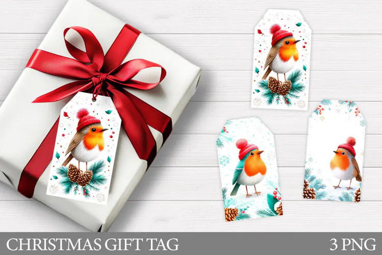 Christmas Gift Tags. Christmas Bird Gift Tag Printable