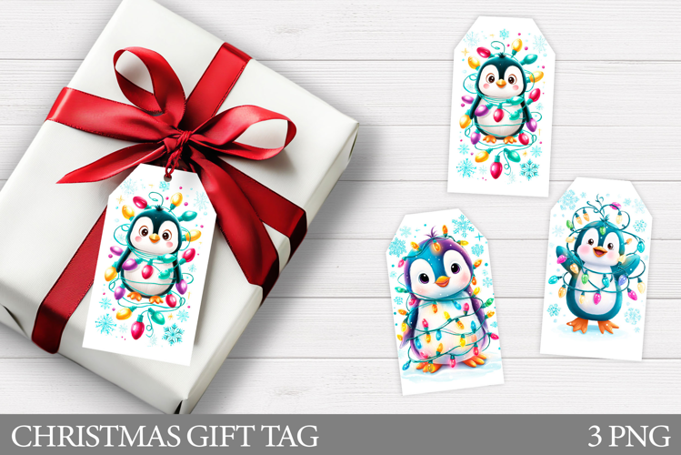 Christmas Penguin Gift Tag. Christmas Gift Tag Design