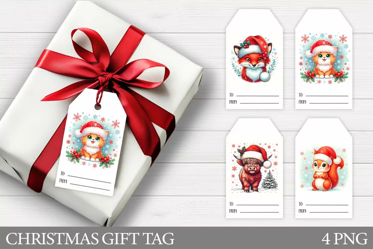 Christmas Animals Gift Tag. Christmas Gift Tags Printable