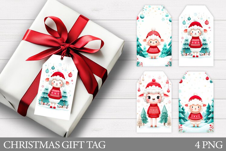 Christmas Lamb Gift Tag Design. Christmas Gift Tag Printable example image 1